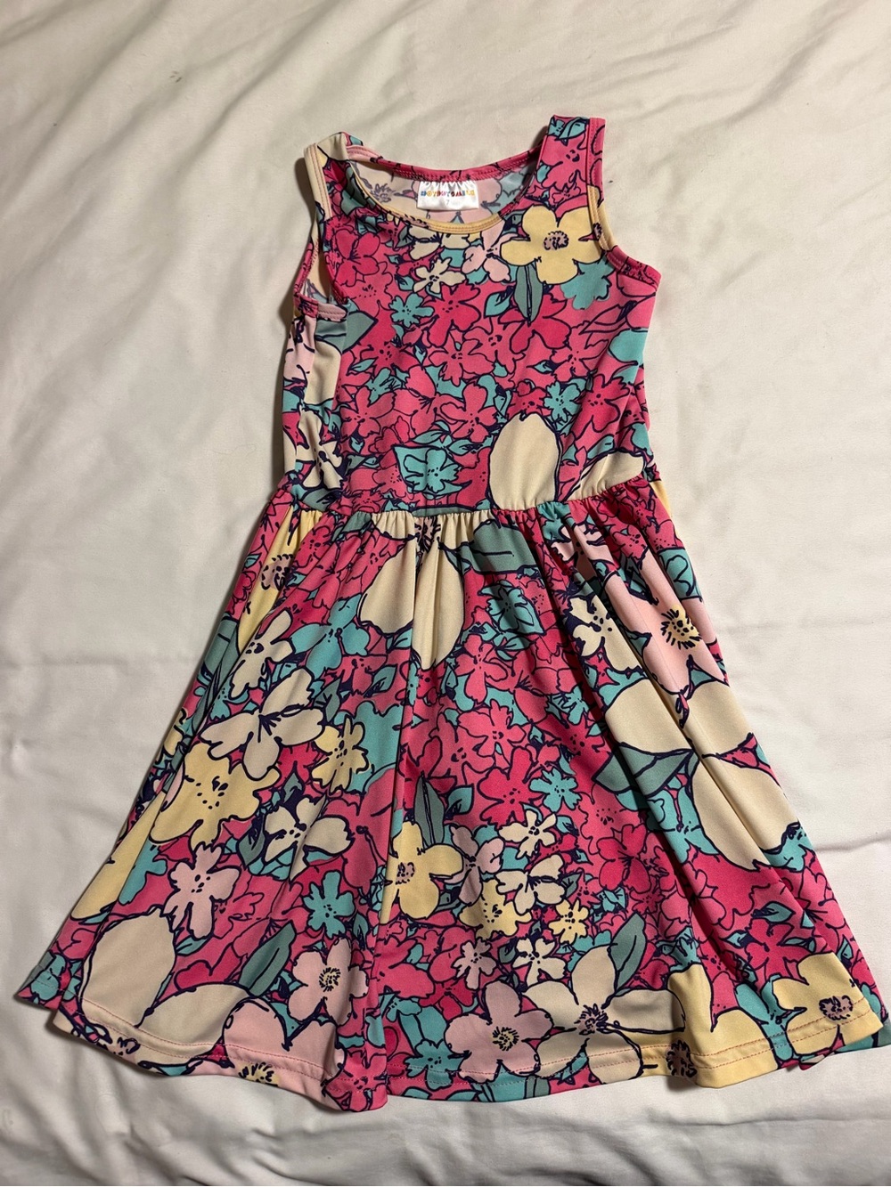 Girls Pink Floral Sleeveless Dress - Dot Dot Smile